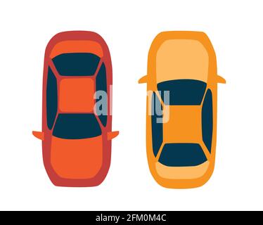 Vista dall'alto di un set di auto urbane per design, presentazione Illustrazione Vettoriale