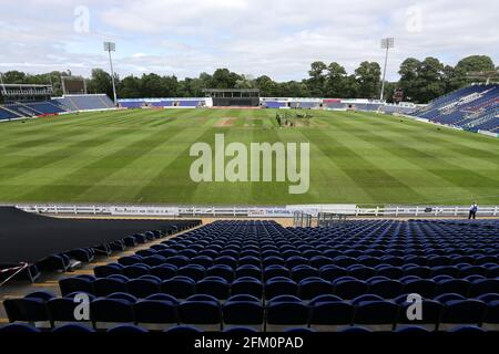 Vista generale del terreno davanti a Glamorgan vs Eagles Essex, Vitality Blast T20 Cricket al Sophia Gardens Cardiff il 7 agosto 2018 Foto Stock