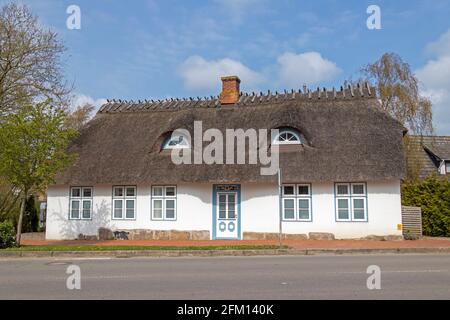 Casa di paglia, Gelting, Gelting Bay, Schleswig-Holstein, Germania Foto Stock