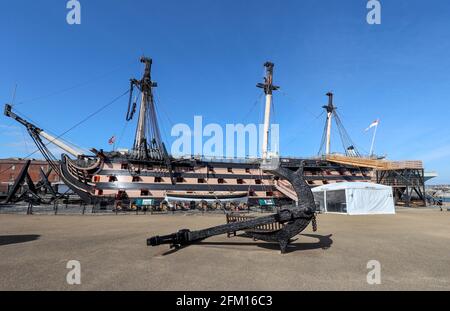 HMS Victory, Portsmouth Historic Dockyard, Portsmouth, Hampshire, Regno Unito Foto Stock