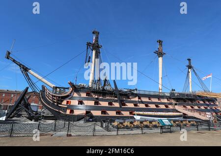HMS Victory, Portsmouth Historic Dockyard, Portsmouth, Hampshire, Regno Unito Foto Stock
