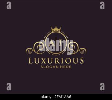 Ai Letter Royal Luxury Logo template in arte vettoriale per Ristorante, Royalty, Boutique, Cafe, Hotel, Araldica, Gioielli, Moda e altri vettori illustratore Illustrazione Vettoriale