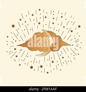 Carta vettoriale astrologia sacra luna celeste. Boho moonlight esoterico vivaio arte stella vettore magico. Illustrazione Vettoriale