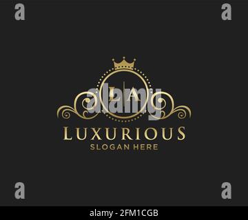 La Letter Royal Luxury Logo template in Vector Art per Ristorante, Royalty, Boutique, Cafe, Hotel, Araldica, Gioielli, Moda e altri vettori illustratore Illustrazione Vettoriale