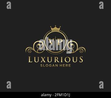 Modello VP Letter Royal Luxury Logo in Vector Art per Ristorante, Royalty, Boutique, Cafe, Hotel, Araldica, Gioielli, Moda e altri vettori illustratore Illustrazione Vettoriale