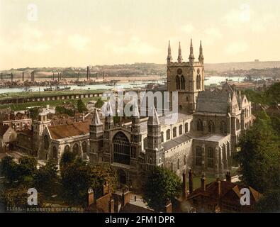 Rochester Cathedral, Kent circa 1890-1900 Foto Stock