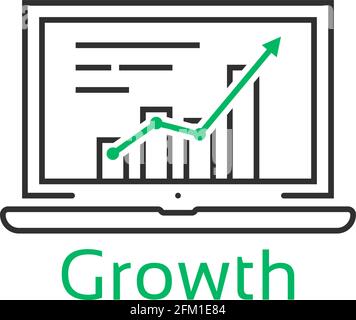 notebook sottile con previsione della crescita Illustrazione Vettoriale