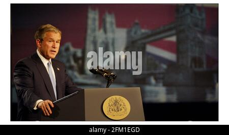 Il Presidente Bush ha tenuto il suo discorso ai VIP della Banqueting House di Londra, come parte della sua visita di Stato nel Regno Unito.Pic David Sandison/The Independent 19/11/2003 Foto Stock