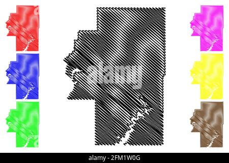 Cherokee County, Oklahoma state (Stati Uniti, Stati Uniti d'America, Stati Uniti, Stati Uniti, Stati Uniti) mappa vettoriale, abbozzare schizzo mappa Cherokee Illustrazione Vettoriale