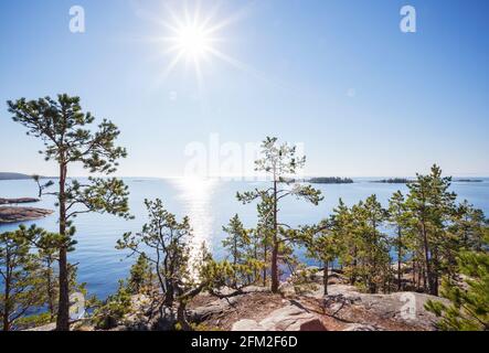 Lago Ladoga skerries. Carelia. Russia Foto Stock
