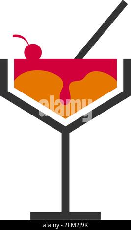 Illustrazione del modello vettoriale del logo dell'icona della bevanda da cocktail Illustrazione Vettoriale