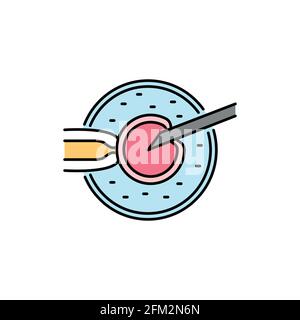 Icona della linea di colore dell'iniezione intracitoplasmatica dello sperma. Gravidanza. Pittogramma per pagina web, app mobile, promo. Elemento di progettazione GUI UI UX. Tratto modificabile. Illustrazione Vettoriale