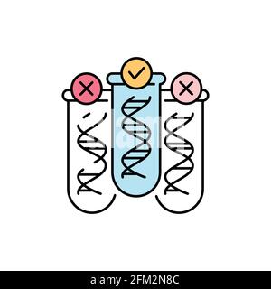 Icona linea di colore test genetico. Test medico. Pittogramma per pagina web, app mobile, promo. Elemento di progettazione GUI UI UX. Tratto modificabile. Illustrazione Vettoriale