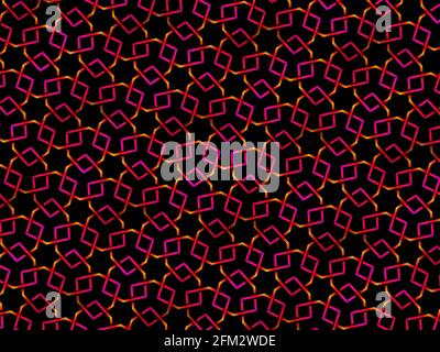 Astratto colorato esagono quadrato geometrico senza cuciture motivo caleidoscopio simmetrico moda, ripetizione del design Foto Stock