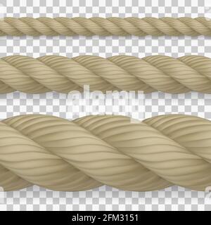 Set di corde realistiche senza cuciture per canapa con dettagli elevati Illustrazione Vettoriale