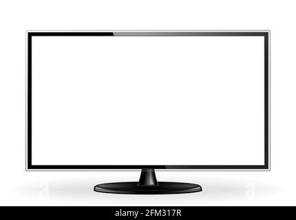 Schermo TV realistico, isolato su bianco Illustrazione Vettoriale