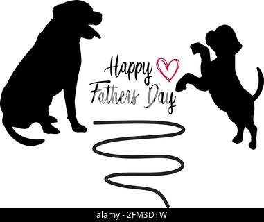 Giornata dei Padri felici con il cane su sfondo bianco. Vettore Illustrazione Vettoriale