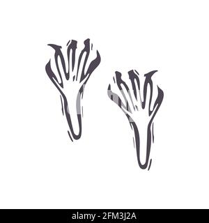 Mano intagliata grassetto blocco stampa scoiattolo icona paw clip art. Illustrazione Folk elemento di disegno. Moderno boho decorativo linocut. Toni naturali disattivati dall'etnia Illustrazione Vettoriale