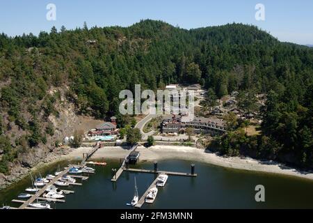 Poets Cove Resort e Spa fotografia aerea, South Pender Island, British Columbia, Canada Foto Stock