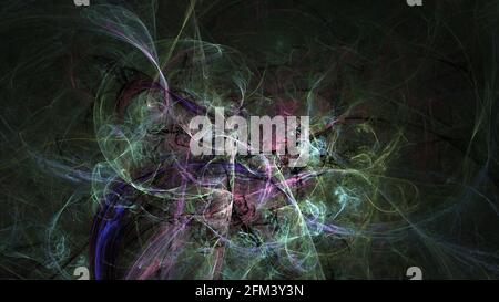 Astratto frattale 3D multicolore spirale linea art 4K sfondo on sfondo nero Foto Stock