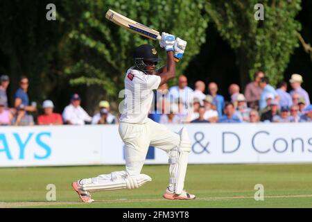 JOFRA Archer ha fatto quattro corse per Sussex durante l'Essex CCC vs Sussex CCC, Specsaver County Championship Division 2 Cricket al Castle Park il 5 agosto Foto Stock