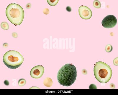 Modello di avocado su sfondo rosa brillante. Foto Stock