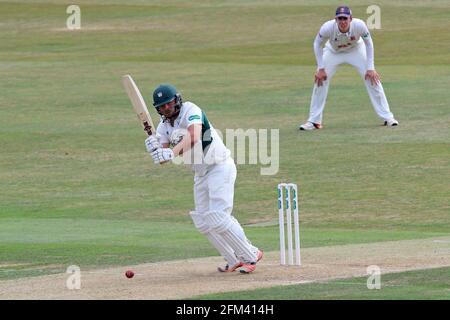 Joe Leach in batting azione per Worcestershire durante Essex CCC vs Worcestershire CCC, Specsavers County Championship Division 2 Cricket all'Essex Foto Stock