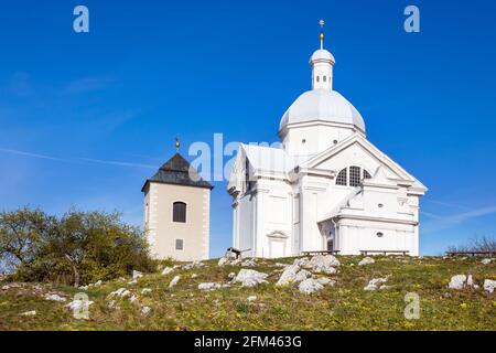 Svaty kopecek, Mikulov, Jizni Morava, Ceska republika / la collina Holly, Mikulov città, Moravia del Sud, repubblica Ceca Foto Stock