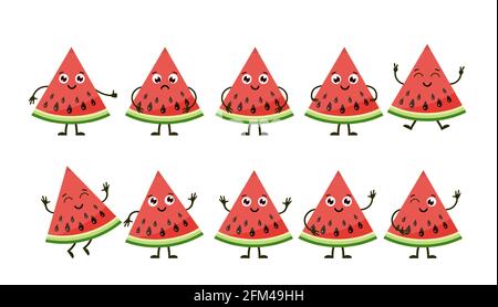 Cartone animato frutti divertenti. Illustrazione Vettoriale