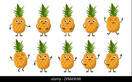 Cartone animato frutti divertenti. Illustrazione Vettoriale