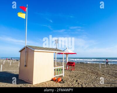 Cabina di guardia di Ostia Lido - Roma, Italia Foto Stock