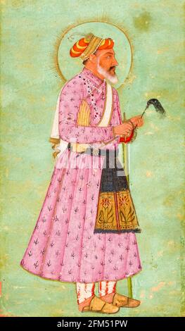 Shah Jahan (1592-1666), quinto imperatore Mughal, ritratto dipinto intorno al 1680 Foto Stock