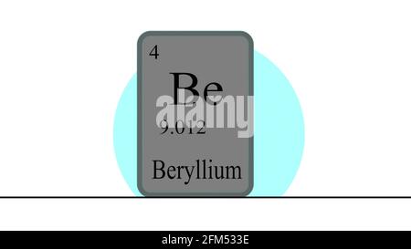Illustrazione 3D - Beryllium. Elemento della tavola periodica del sistema Mendeleev. Foto Stock