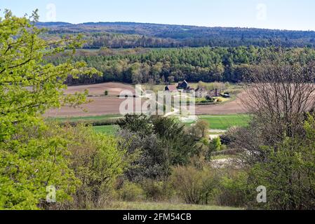 Una vista elevata delle colline Surrey da White Downs Neart Dorking Inghilterra Regno Unito Foto Stock