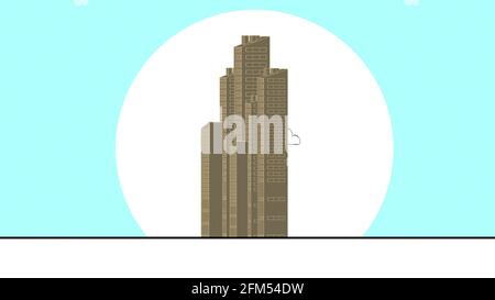 Illustrazione 3D - rendering del grattacielo in stile cartoon piano Foto Stock