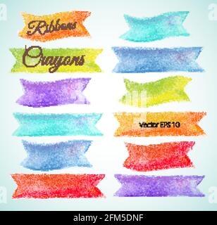 Impostare nastri acquerelli immagine vettoriale pastello Illustrazione Vettoriale