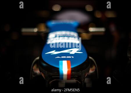 Barcellona, Spagna. 06 maggio 2021. Alpine F1 Team A521 nosecone. 06.05.2021. Campionato del mondo Formula 1, Rd 4, Gran Premio di Spagna, Barcellona, Spagna, Giorno di preparazione. Il credito fotografico dovrebbe essere: XPB/immagini dell'associazione stampa. Credit: XPB Images Ltd/Alamy Live News Foto Stock
