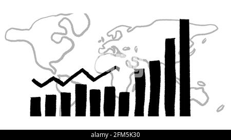 grafico dei dati di recupero economico, stile lavagna animata, ideale per infografiche, composite e video sociali Foto Stock