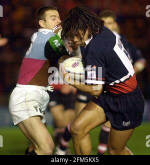 HARLEQUINS CONTRO GLOUCESTER ALLO STOOP CON TERRY FEBBRAIO 2001 FANOLUA E NICK BURROWS Foto Stock