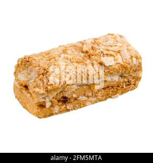 Fetta di torta di pasta croccante napoleone isolata Foto Stock