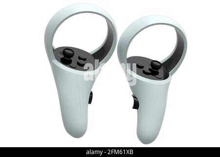 Controller di realtà virtuale per il gaming online e cloud in bianco sfondo Foto Stock