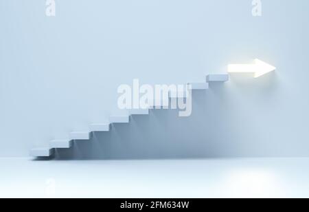 Scale che salgono, scale di salita scala a freccia. Business aumento, risultato in avanti. rendering 3d. Foto Stock