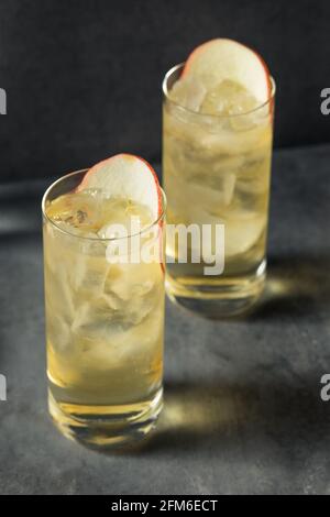 Boozy rinfrescanti Calvados e cocktail di mele toniche in un Highball Vetro Foto Stock