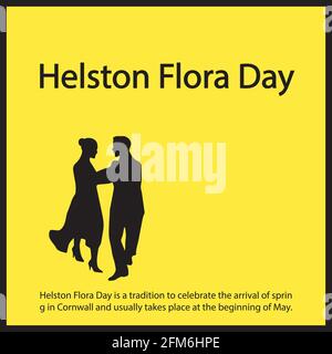 Helston Flora Day è una tradizione per celebrare l'arrivo della primavera in Cornovaglia e di solito si svolge all'inizio di maggio. Illustrazione Vettoriale