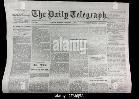 Prima pagina del quotidiano Telegraph Daily (replica) il 1 gennaio 1900. Foto Stock