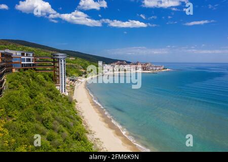 Vista aerea della località balneare di Elenite, Mar Nero, Bulgaria Foto Stock