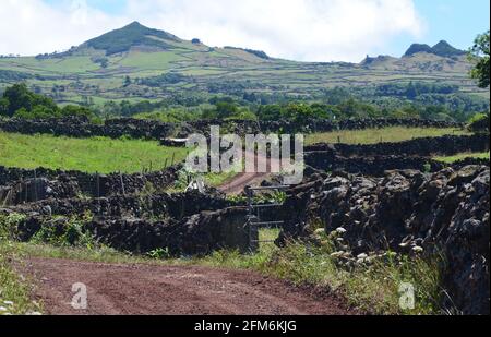 Strade rurali nell'isola di Pico, arcipelago delle Azzorre Foto Stock