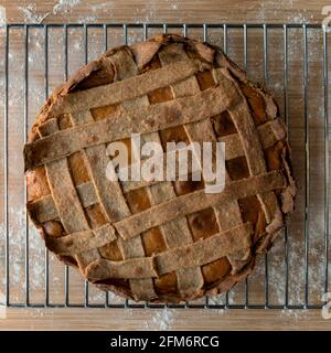 Sana torta fatta in casa con crosta di lattice vista forma sopra Foto Stock