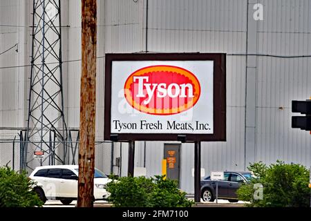 Emporia, Kansas, Stati Uniti. 6 maggio 2021. Vista di una pianta di carni fresche Tyson in Emporia Kansas, 6 MAGGIO 2021. Credit: Mark Reinstein/Media Punch/Alamy Live News Foto Stock