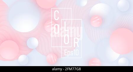 Disegno astratto. Schema del fluido. Palline rosa, bianche. Illustrazione Vettoriale